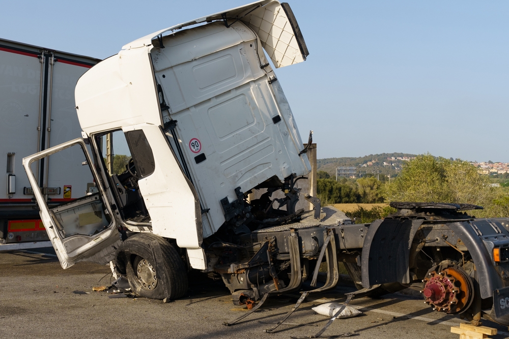 A,Truck,Damaged,In,An,Accident,Parked,In,A,Parking